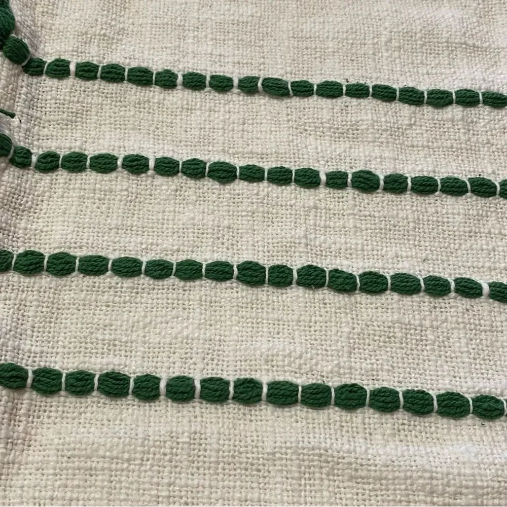 H is For Happy Green Woven Stripe And Tassel Boho Placemats Set Of Two